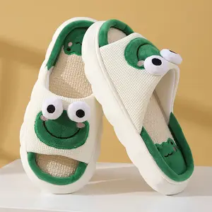 Cute Cartoon Frog Carrot Slippers Animal EVA Linen Home Indoor House Shoes Slippers for Women