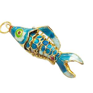 Liontin Ikan Cloisonne Tembaga Bergerak 4.5cm untuk Pembuatan Perhiasan DIY Harga Murah - Product Image 2