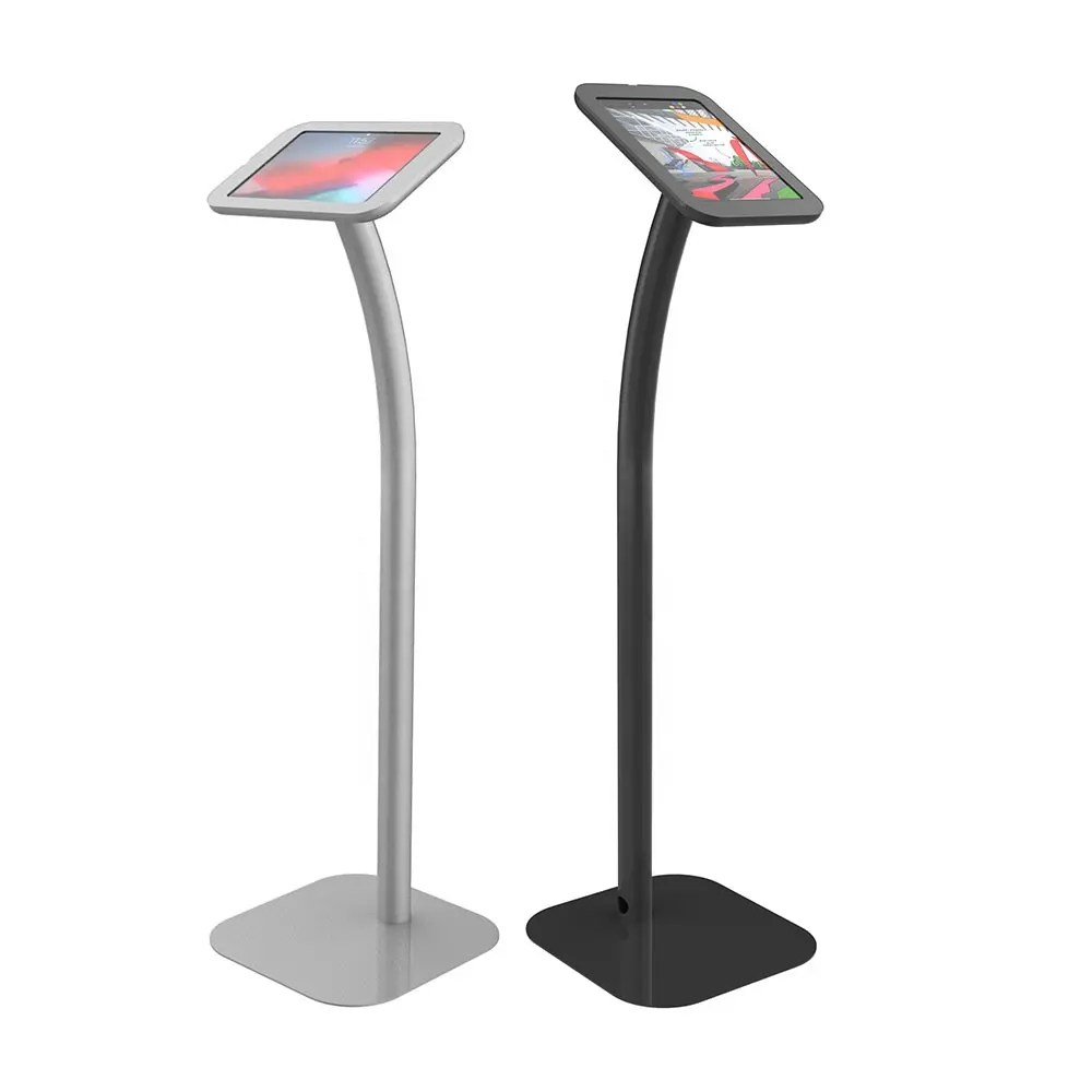 Locking Pipe Tablet Floor Stand For Samsung Galaxy Lenovo Tablets Car Auto Show Exhibition Anti Theft Metal Holder Secure Kiosk