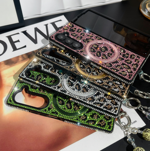 เคสโทรศัพท์ประดับเพชรพิมพ์ลายเสือดาวสุดหรูพร้อมสายคล้องข้อมือคริสตัลสำหรับ <span class=keywords><strong>Samsung</strong></span> <span class=keywords><strong>zfold</strong></span> 6 5 <span class=keywords><strong>4</strong></span>ชิ้น - Product Image 5