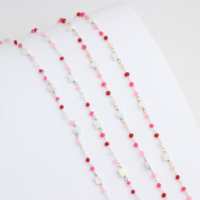 Chaîne plate en or 14 carats plaqué or/argent S925 émaillée rouge/fuchsia/rose avec opale cœur blanche pour la création de bijoux permanents DIY