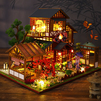 Kit de maison miniature DIY en gros, kit de coin lecture, maison de poupée miniature, maison de poupée de cour japonaise, kit d'artisanat à assembler