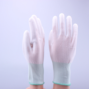 Guantes de trabajo de nailon, manguitos de mano de PU, 13 calibres, blancos - Product Image 6