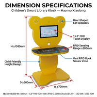 Kioscos de Autopago para Bibliotecas HAUMR con Diseño de Oso Animado, Inicio de Sesión en 5 Formas (QR/Rostro/RFID/Contraseña/Identificación) para Bibliotecas Escolares Infantiles