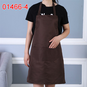 Delantal uniforme de color sólido, transpirable, con bolsillos, para uso diario en la cocina, rojo, amarillo, verde, marrón - Product Image 4