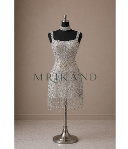 Elegante Vestido de Noche Formal de Satén y Seda con Pedrería de Cristal, Vestido Elegante para Eventos Especiales para Damas - Product Image 4
