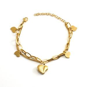 Zogxin Heart Charm Bracelet Gold Double Chain Women Fashion Jewelry Gift - Product Image 5
