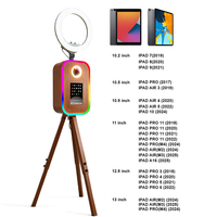 Trépied pour appareil photo reflex numérique, photomaton réglable en hauteur, photomaton pour selfies avec ventilateur de refroidissement intégré, installation facile, éclairage annulaire et lumière RGB, photomaton pour iPad