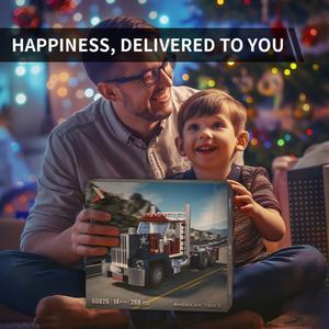 Camión de Transporte de Bloques de Construcción, Camión de Trabajo Pesado Rojo, Juego de Ladrillos de Construcción, Camión Clásico de Larga Distancia - Product Image 4