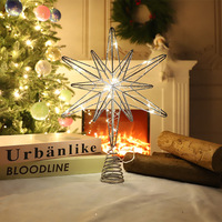 Décoration de sommet de sapin de Noël 20 cm, pentagramme 3D en plastique, style moderne minimaliste, ornement mural