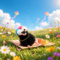 Peluche Souris Noire Amusante en Gros, Jouet en Peluche Doux à Grands Yeux, Poupée Rat Mignonne, Cadeau Animal pour Enfants, Décoration Maison