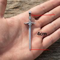Pendentif vintage aile de dragon, mini-amulette épée en acier inoxydable pour mode alternative et style gothique