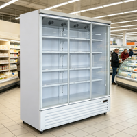 Congélateur vitrine commercial YUJIA à 3 portes, sans givre, vertical, en verre, pour supermarché et vente en gros