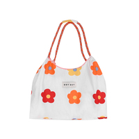 Vente en gros de sacs à provisions écologiques en polyester à petits motifs floraux, sacs de plage à bandoulière, grands sacs à main pour femmes