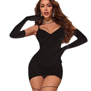 Completo Body Lingerie Sexy con Guanti da <span class=keywords><strong>Opera</strong></span> e Cinturino Coscia - Scollo a Cuore con Ferretto e Spalline Incrociate, Fornitura ODM, Multicolore - Product Image 5