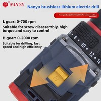 Perceuse sans fil à moteur sans balais 18V, 2 vitesses, couple élevé, perceuse électrique multifonctionnelle portative, outils électriques