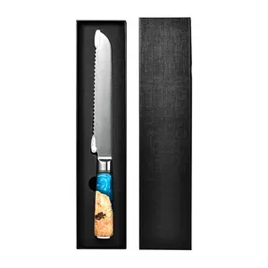 ANGELE Damascus Steel VG10 Mango de madera de resina azul Juego de cuchillos de chef de cocina de 7 piezas Chef Pan Santoku Cuchillos