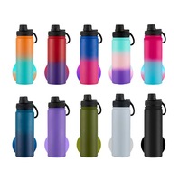 Bouteille d'eau en acier inoxydable avec logo personnalisé, revêtement en poudre, pour la salle de sport, sport, isolée, à double paroi, en métal, thermos sous vide