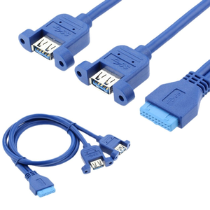 <span class=keywords><strong>Cable</strong></span> de extensión interno de 20 pines para placa base con doble <span class=keywords><strong>USB</strong></span> <span class=keywords><strong>3.0</strong></span>, montaje en panel, blindaje de PVC y lámina de aluminio, con orejetas de tornillo - Product Image 3