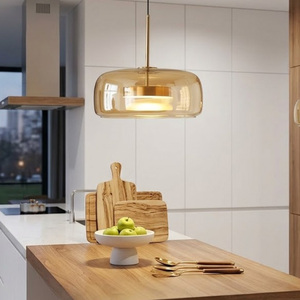 Lampadario <span class=keywords><strong>a</strong></span> LED in Ambra dal Design Moderno e Minimalista, Lampada <span class=keywords><strong>a</strong></span> <span class=keywords><strong>Sospensione</strong></span> in Vetro per Casa, Hotel, Camera da Letto, <span class=keywords><strong>Cucina</strong></span> e Bar - Product Image 3