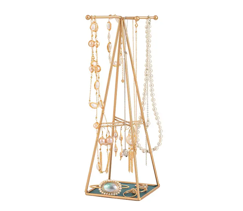 Soporte de joyería de Metal en forma de torre, exhibición de Joyas con escritorio multifuncional