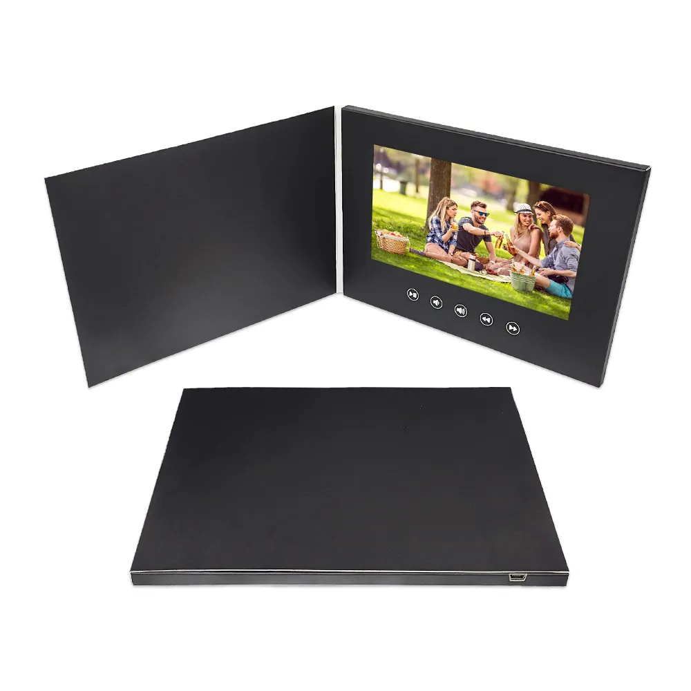 Display lcd promozionale da 7 pollici pop-up video book black digital gift card per il marketing pubblicitario business wedding