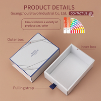 Boîte à tiroirs BRAVO faite à la main haut de gamme personnalisable 88,2g 16,2x6x11,6cm avec doublure en éponge enduite, pelliculage brillant, gaufrage et paillettes