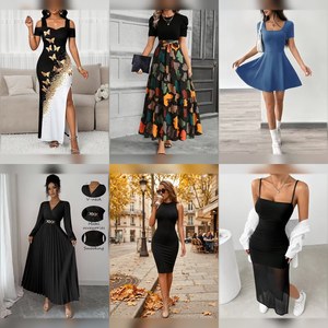 Venta al por mayor de vestidos surtidos para mujer, estilos sencillos y elegantes, ropa femenina para importadores internacionales, mezcla aleatoria. - Product Image 4