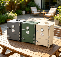 Fumoir vertical portable en bois avec thermomètre intégré, grilles multicouches en acier inoxydable, four à fumer pour barbecue extérieur