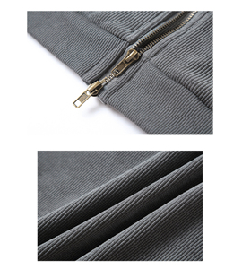Veste zippée en velours côtelé à col, coupe oversize et courte, décorée de rivets étoile, style streetwear, vente en gros - Product Image 3