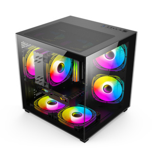Boîtier d'ordinateur de jeu <span class=keywords><strong>compact</strong></span> Micro ATX blanc, châssis double verre trempé, prend en charge les GPU de 290 mm, flux d'air élevé, boîtier <span class=keywords><strong>PC</strong></span> OEM - Product Image 2