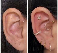 Hélice d'anneau de cerceau de segment articulé en titane de qualité d'implant avec deux rangées d'anneau côté pavé CZ zircone Clicker nez Septum Piercing