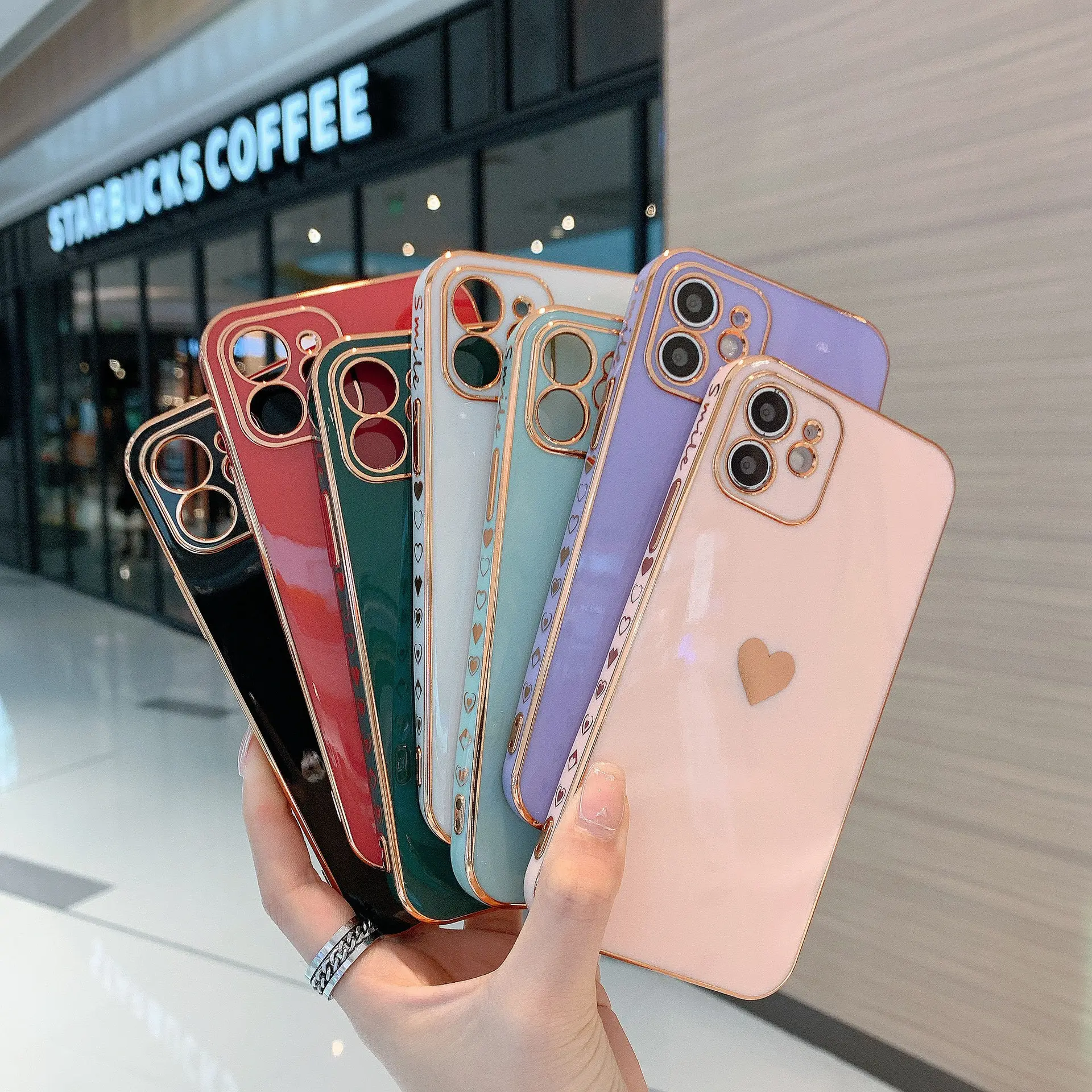 Plating Case For iPhone 14 12 11 13 Pro Max Love Heart Cover For iPhone Mini XR XS Max X 8 7 6 s Plus