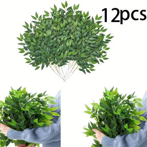 12 Piezas de Tallos de Rusco Italiano Artificial, Ramas de Hojas Verdes de Seda para Arco de Boda, Ramo, Centros de Mesa, Decoración del Hogar - Product Image 4