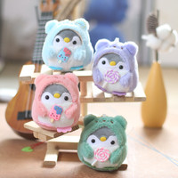 Mini porte-clés pingouin kawaii en peluche, petit animal en peluche, breloque pour sac à dos, décoration, pendentif