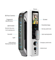 Aiendi Caméra de verrouillage de porte intelligente Empreinte digitale Support numérique intelligent Fonction d'interphone vidéo en temps réel Serrure de porte intelligente
