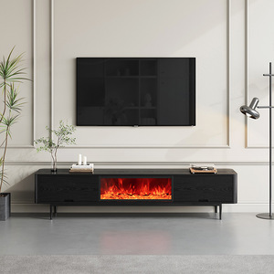 Mobile TV Premium su Misura con Camino Elettrico, Cornice in Finto Marmo, Fiamma e Riscaldamento Regolabili per Soggiorno - Product Image 3