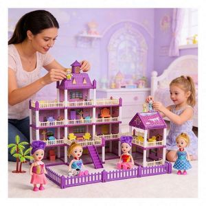 Juego de Casa de Muñecas Unisex para Niños, Casa de Juguete de Plástico para Armar, Villa de Princesas y Castillo, Juego de Imitación - Product Image 4
