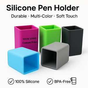 ที่ใส่ปากกาซิลิโคนแบบปรับแต่งได้ถ้วยดินสอทรงสี่เหลี่ยมปราศจากสาร BPA สามารถซักได้เก็บของได้ยืดหยุ่นสำหรับใช้แต่งหน้าในโรงเรียนสำนักงาน - Product Image 2