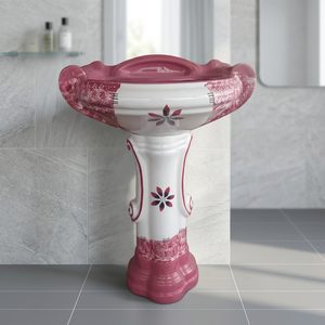 Modern Premium Rectangular Ceramic Wash Basin With <b>Full</b> Pedestal For Hotel Bathroom Granite Style - Product Image 6