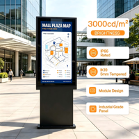 Écran publicitaire commercial étanche IP66, luminosité 3000 nits, résolution 4K, taille personnalisable pour place centrale
