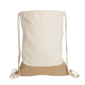 Sac à dos à cordon personnalisé en toile simple, sac à cordon en coton durable avec fermeture à cordon - Product Image 5