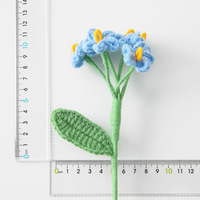 Buket Bunga Buatan Rajutan Benang Forget-Me-Not untuk Rumah dan Meja Kantor, Gaya Segar dan Sederhana, Hadiah Sempurna untuk Teman