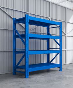 Système de rangement d'entrepôt industriel à 4 niveaux en acier thermolaqué de moyenne capacité - Product Image 1