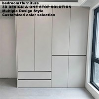 Armoire sur mesure de style italien haut de gamme, gris et blanc, en MDF, du sol au plafond, fabriquée en Chine, grande capacité, pour chambre à coucher