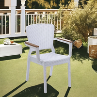 Fauteuil en rotin plastique blanc design moderne chaise de jardin d'extérieur durable
