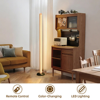 Lampe sur pied en bois de frêne Long Cafs avec surface polie, lampes sur pied linéaires nordiques à LED pour la décoration intérieure