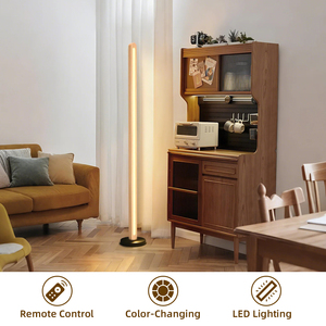 Lampe sur pied en bois de frêne Long Cafs avec surface polie, lampes sur pied linéaires nordiques à LED pour la décoration intérieure - Product Image 2