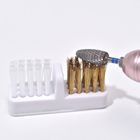 Professional 2-in-1 Dual Side Nail Drill Bit Cleaning Brush Portable Brass Wire and Nylon Bristles Manicure Bit Dust Remover