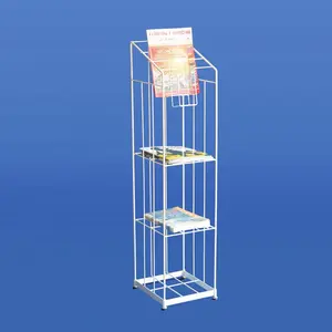 retail store steel fixture free standing metal wire newspaper display rack